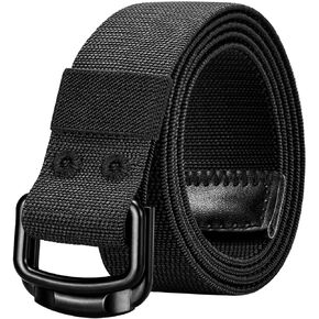 D Ring Stretch Belts for Men, Nylon Tactical Belt for Work Hiking Golf