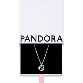 Pandora Family Always Encircled Pendant Necklace - Adjustable Necklace with Lobster Clasp - Sterling Silver & Cubic Zirconia - 23.6" - With Gift Box