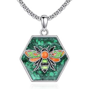 Bee Turquoise Necklace Sterling Sliver Bee Pendant Necklace Bee Jewelry Gifts for Women