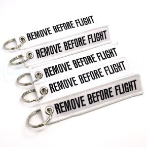 Remove Before Flight Key Chains - White - 5 Pack