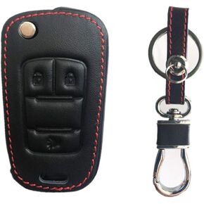 KAWIHEN Leather Key Fob Case Cover Compatible with 2010 2011 2012 2013 2014 2015 2016 2017 Chevrolet Equinox Sonic GMC Terrain OHT01060512 AVL-B01T1AC 20835402（black）