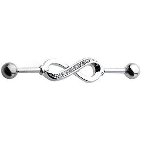 316L Surgical Steel, 14g Industrial Barbell with 1 3/8'' Length and Infinity Symbol Center