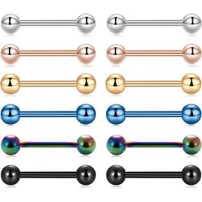 14 Gauge Surgical Steel Straight Barbell Nipple Rings Bridge Barbell Nipple Jewelry Body Piercing 12-18mm