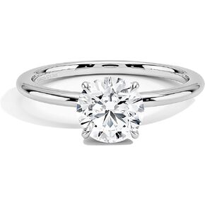 Moissanite Engagement Ring for Women White Gold Vermeil 1ct D-Color VVS1 Round Cut Simulated Diamond Solitaire Ring Classic 4 Prong Wedding Promise Anniversary Band Gifts for Her