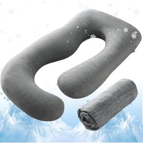 Sasttie Cooling Pregnancy Pillow Cover, 57-inch U Shaped Pregnancy Pillow Case, Cooling Maternity Pillow Cover Fits 55 to 57 Inch Pregnant Pillow, Blush