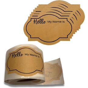 ملصقات Hello My Name is - 200 ملصق اسم لزجاجات المياه، والفصل الدراسي، والأطفال - بطاقات أسماء بتصميم بوهو