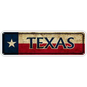 NOO Texas State Flag USA Wall Art Gift Vintage Retro Look Street Metal Sign Street Sign 4x16 inches