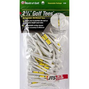 Jef World of Golf Gifts and Gallery, Inc. Height Control Tees 2 3/4-Inch - 75 Pack (White/Yellow)