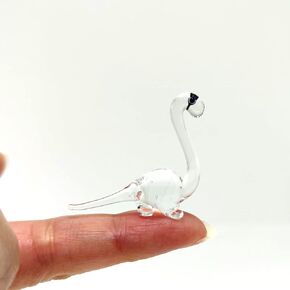 Apatosaurus Micro Tiny Figurines Hand Blown Glass Art Animals Dinosaur Collectible Gift Home Décor (Amber)