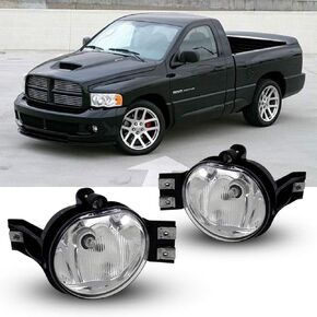 TOPSCOPE Driving Fog Lights with Clear Lens for 02-08 Dodge Ram 1500 03-09 Dodge Ram 2500 03-10 Dodge Ram 3500 Fog Lamps for Passenger and Driver Side with OE Part # 55077474AE, 55077475AE
