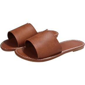 Verdusa Women's Casual Slip on Slides Open Toe Cut Out Beach Flat Sandals