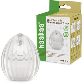 HAAKAA Shell Wearable Hands-Free Manual Breast Pump/Milk Collector – Medical-Grade Silicone – Compact, Portable & Discreet – Leak-Proof Valve 4 oz 2PK