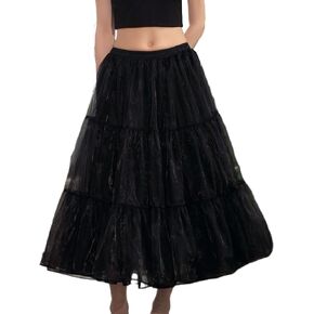 Women's Long White Petticoat 50s Vintage Underskirt Tulle Skirt Above Knee Tutu 31.5 inch for Lolita White Dress