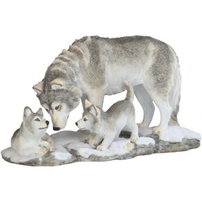 StealStreet FBA_SS-G-54274 SS-G-54274 Wolf Playing with Pups Figurines, White,Grey