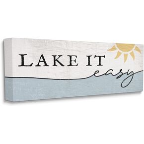 Stupell Industries Nautical Pun Lake It Easy Phrase Sunny Water, Designed by Daphne Polselli Wall Plaque, 7 x 17, Off- White