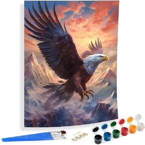 SKRYUIE Paint by Numbers Eagle for Adults, Acrylic Oil Painting by Numbers Kits Mountain for Beginner with Paintbrushes Brushes Paintwork Art Canvas Crafts for Home Decor 16x20 inch