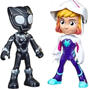Spidey and His Amazing Friends Hero Reveal 2-Pack, Marvel Action-Figures, Mask-Flip Feature, Ghost-Spider and Black Panther, Kids Easter Gifts, 3+