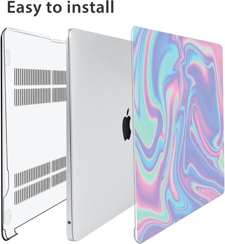 Compatible with MacBook Air 13 inch Case 2022 2021 2020-2018 Release M1 A2337 A2179 A1932 with Touch ID, Hard Print Case + Keyboard Cover + Webcam Cover + Screen Protector, Trendy Patches in Saudi Arabia