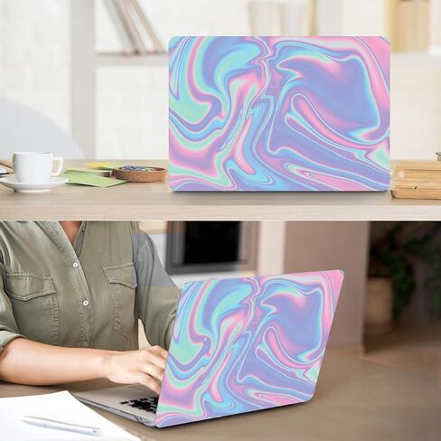 Compatible with MacBook Air 13 inch Case 2022 2021 2020-2018 Release M1 A2337 A2179 A1932 with Touch ID, Hard Print Case + Keyboard Cover + Webcam Cover + Screen Protector, Trendy Patches in Saudi Arabia