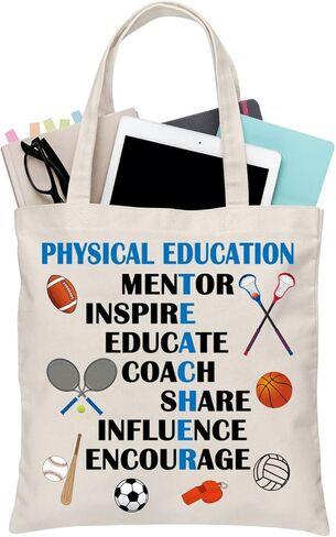 BDPWSS PE Teacher Tote Bag Physical Education Teacher Appreciation Travel Pouch Teacher Mentor Gift Gym Sports Teacher Gift in Saudi Arabia