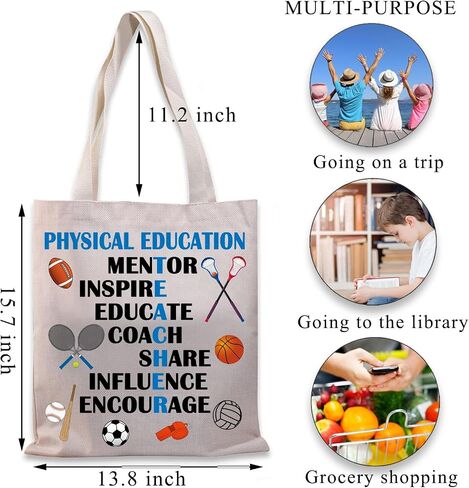 BDPWSS PE Teacher Tote Bag Physical Education Teacher Appreciation Travel Pouch Teacher Mentor Gift Gym Sports Teacher Gift in Saudi Arabia