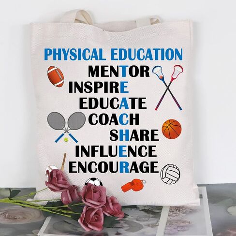 BDPWSS PE Teacher Tote Bag Physical Education Teacher Appreciation Travel Pouch Teacher Mentor Gift Gym Sports Teacher Gift in Saudi Arabia