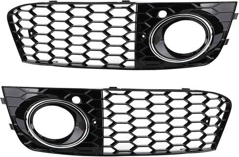 Topteng Fog Lights Grille Cover Grill Honeycomb 8KD807682, 8KD807681 for Audi A4 B8 RS4 2009 2010 2011 2012 Standard Version Only, Black in Saudi Arabia