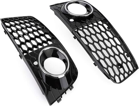 Topteng Fog Lights Grille Cover Grill Honeycomb 8KD807682, 8KD807681 for Audi A4 B8 RS4 2009 2010 2011 2012 Standard Version Only, Black in Saudi Arabia