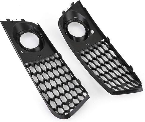 Topteng Fog Lights Grille Cover Grill Honeycomb 8KD807682, 8KD807681 for Audi A4 B8 RS4 2009 2010 2011 2012 Standard Version Only, Black in Saudi Arabia