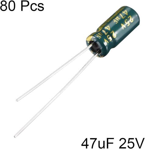 uxcell Aluminum Radial Electrolytic Capacitor Low ESR 47uF 25V 105 Celsius 3000H Life 5x11mm High Ripple Current Low Impedance 20pcs Green in Saudi Arabia