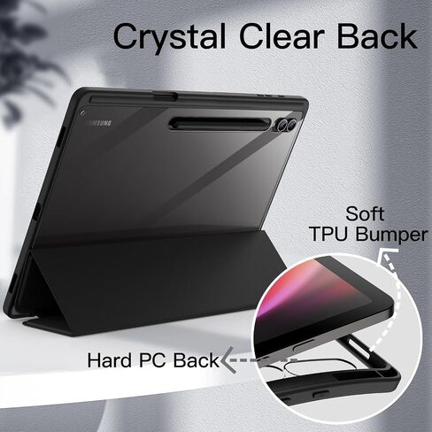 JETech Case for Samsung Galaxy Tab S9 Ultra 14.6-Inch with S Pen Holder, Clear Transparent PC Back, Shockproof Tri-Fold Stand Tablet Cover, Auto Wake/Sleep (Beige) in Saudi Arabia
