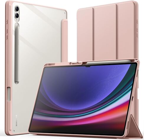 JETech Case for Samsung Galaxy Tab S9 Ultra 14.6-Inch with S Pen Holder, Clear Transparent PC Back, Shockproof Tri-Fold Stand Tablet Cover, Auto Wake/Sleep (Beige) in Saudi Arabia