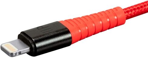 Monoprice Ultra Durable Nylon Braided MFi Certified Lightning to USB-A Charging Cable, 3 Feet, Red - Premium Series (Pack of 1) in Saudi Arabia