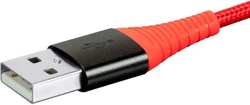 Monoprice Ultra Durable Nylon Braided MFi Certified Lightning to USB-A Charging Cable, 3 Feet, Red - Premium Series (Pack of 1) in Saudi Arabia