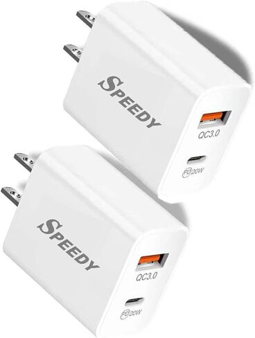 [2pack/20w] كتلة شاحن iPhone 15/14، منفذ USB C مزدوج وشاحن USB-a، صندوق نوع Pd سريع جديد للشحن السريع Usbc محول طاقة Cargardor Cube لهاتف iPhone 15 14 13 Pro Max 12 11 Se 8 Plus، Samsung in Kuwait