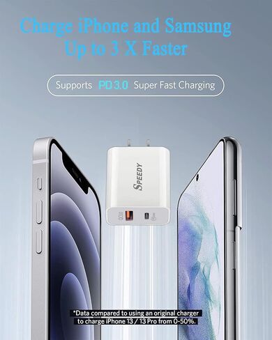 [2pack/20w] كتلة شاحن iPhone 15/14، منفذ USB C مزدوج وشاحن USB-a، صندوق نوع Pd سريع جديد للشحن السريع Usbc محول طاقة Cargardor Cube لهاتف iPhone 15 14 13 Pro Max 12 11 Se 8 Plus، Samsung in Kuwait