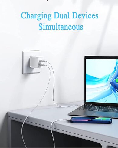 [2pack/20w] كتلة شاحن iPhone 15/14، منفذ USB C مزدوج وشاحن USB-a، صندوق نوع Pd سريع جديد للشحن السريع Usbc محول طاقة Cargardor Cube لهاتف iPhone 15 14 13 Pro Max 12 11 Se 8 Plus، Samsung in Kuwait