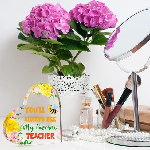 Maitys Teacher Appreciation Gifts You'll Always Bee My Favorite Teacher Thank You Gifts for Women Acrylic Heart Gifts from Student for Teacher Graduation Retirement Birthday Gifts(Flower Style) in Saudi Arabia