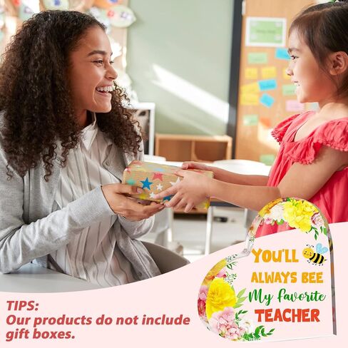 Maitys Teacher Appreciation Gifts You'll Always Bee My Favorite Teacher Thank You Gifts for Women Acrylic Heart Gifts from Student for Teacher Graduation Retirement Birthday Gifts(Flower Style) in Saudi Arabia