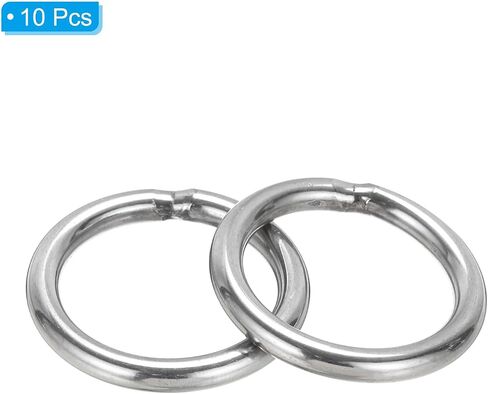 PATIKIL 1.2" Metal O Rings, 10 Pcs 304 Stainless Steel O-Ring Heavy Smooth Round Rings for Macrame, DIY Craft, Hardware, Keychain, Belt, Dog Leash, 5mmx30mm in Saudi Arabia
