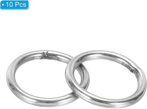 PATIKIL 1.2" Metal O Rings, 10 Pcs 304 Stainless Steel O-Ring Heavy Smooth Round Rings for Macrame, DIY Craft, Hardware, Keychain, Belt, Dog Leash, 5mmx30mm in Saudi Arabia