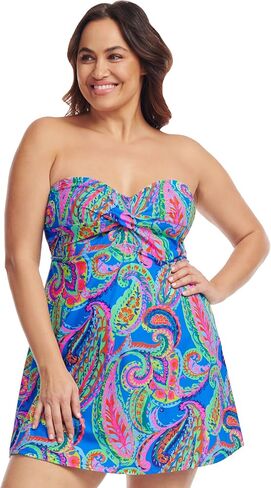Mazu Women's Plus Size One Piece Swimdress A-Line Swimsuit Twist Front Swimwear Bathing Suit in Saudi Arabia