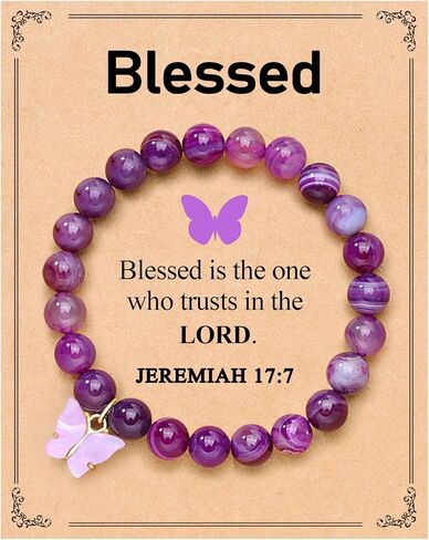 UNGENT THEM Purple Butterfly Bracelets Inspirational Christian Religious Easter Gifts for Women Girls Friends in Kuwait