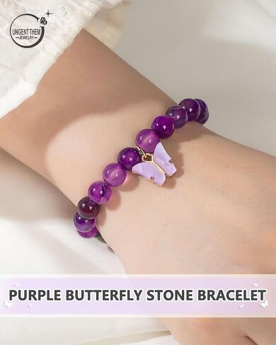 UNGENT THEM Purple Butterfly Bracelets Inspirational Christian Religious Easter Gifts for Women Girls Friends in Kuwait