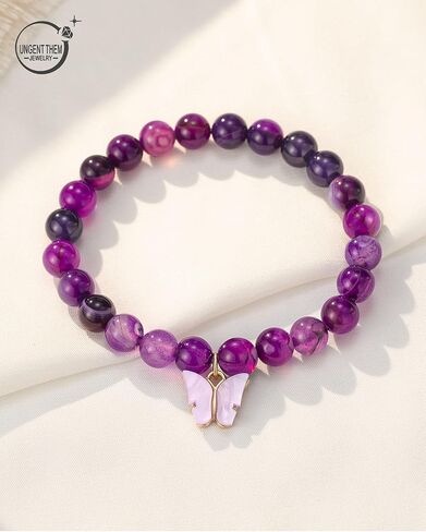 UNGENT THEM Purple Butterfly Bracelets Inspirational Christian Religious Easter Gifts for Women Girls Friends in Kuwait