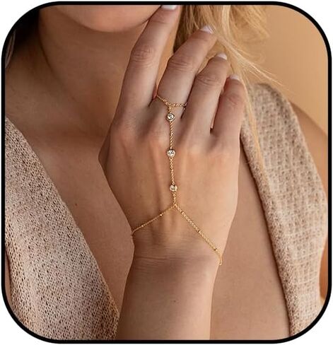 سوار خاتم سلسلة اليد سوار للنساء لؤلؤة البنصر أساور الشرير الدائري أساور الذهب سلسلة سوار اليد المجوهرات in Kuwait