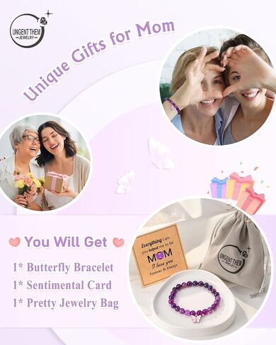 UNGENT THEM Purple Butterfly Bracelets Inspirational Christian Religious Easter Gifts for Women Girls Friends in Saudi Arabia