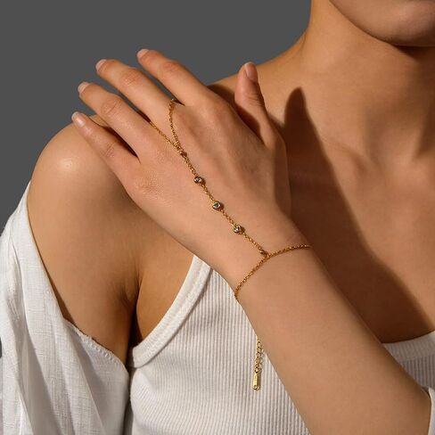 سوار خاتم سلسلة اليد سوار للنساء لؤلؤة البنصر أساور الشرير الدائري أساور الذهب سلسلة سوار اليد المجوهرات in Kuwait