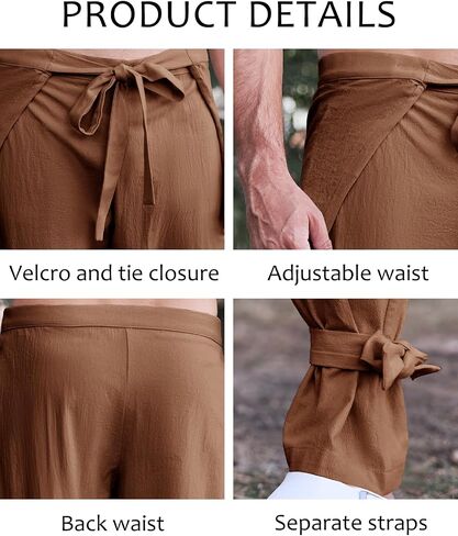 Runcati Mens Cotton Linen Pants Thai Fisherman Wrap Pants Casual Lightweight Beach Yoga Loose Fit Pants Brown in Saudi Arabia