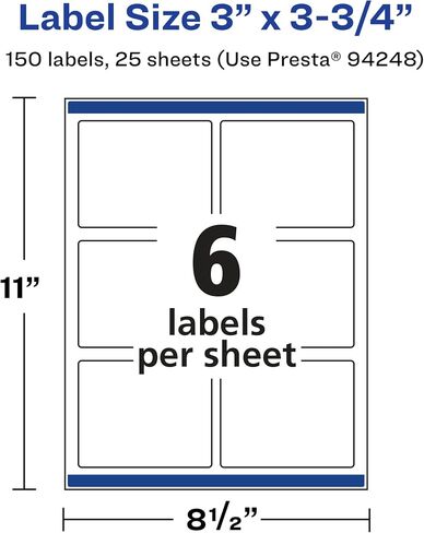 Avery Matte White Rectangle Labels with Sure Feed, 3" x 3.75", 150 Matte White Printable Labels in Saudi Arabia